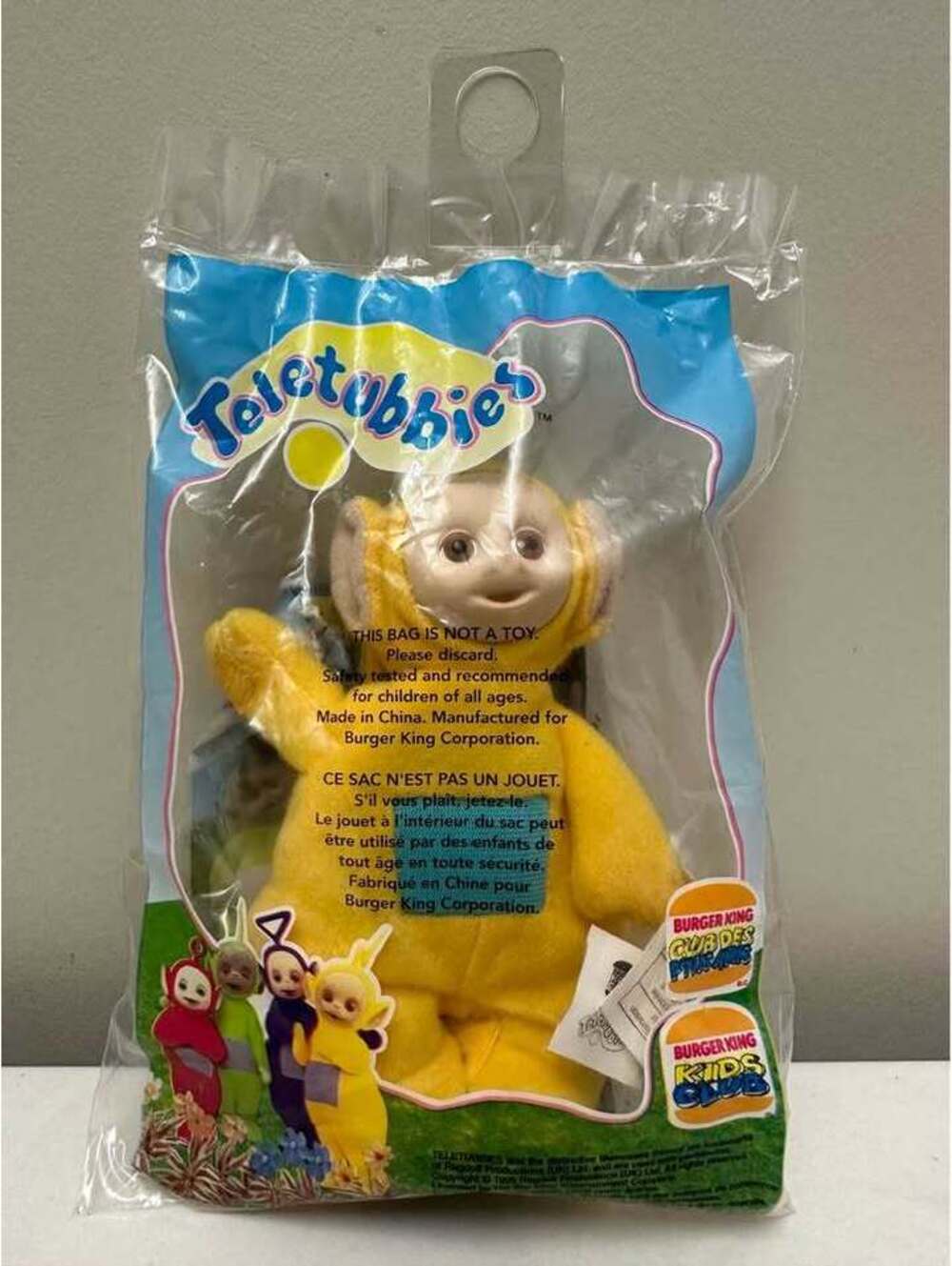 1999 Burger King Kids Club Meal Teletubbies Yellow Laa Laa Keychain Clip-On